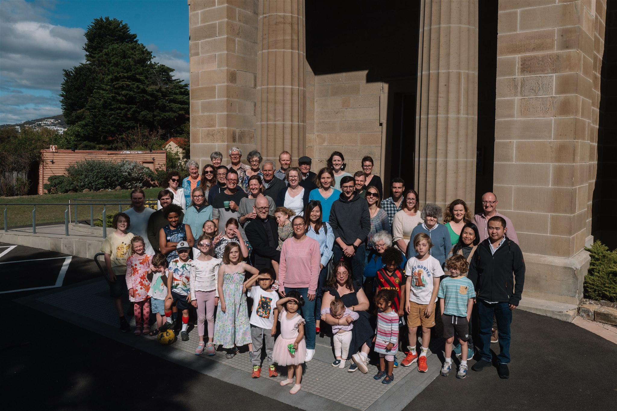 Our church congregation posing for a photo outside