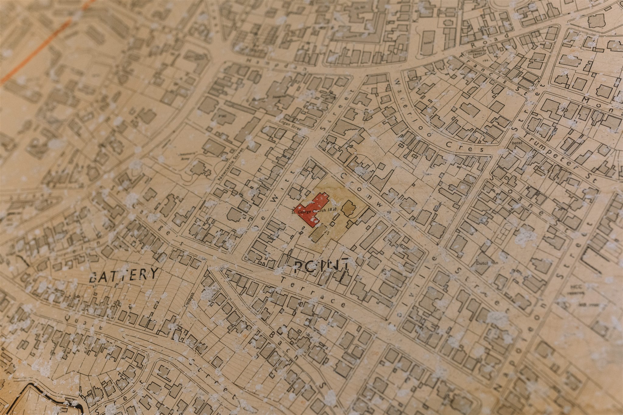 An old map highlighting St George Church